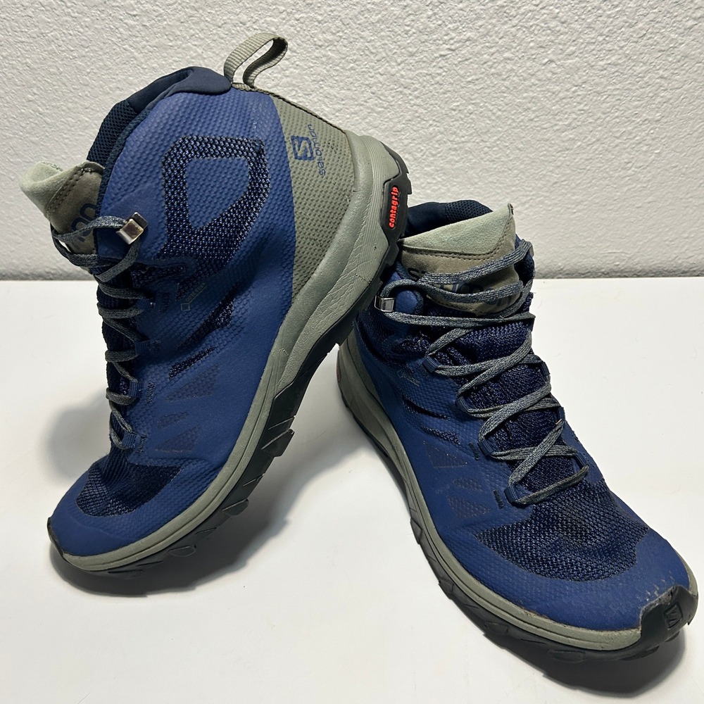 Salomon Outline Mid GTX Mens 11 Blue Gore-Tex Hiking Boots 404764